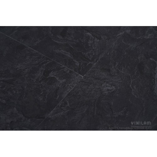 Кварц-виниловая плитка Vinilam Ceramo Stone 2.5 Glue 61607 Сланцевый Черный