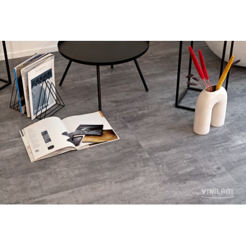 Кварц-виниловая плитка Vinilam Ceramo Stone 2.5 Glue 71616 Цемент Серый