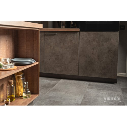 Кварц-виниловая плитка Vinilam Ceramo Stone 6 Click 71610 Цемент Стальной